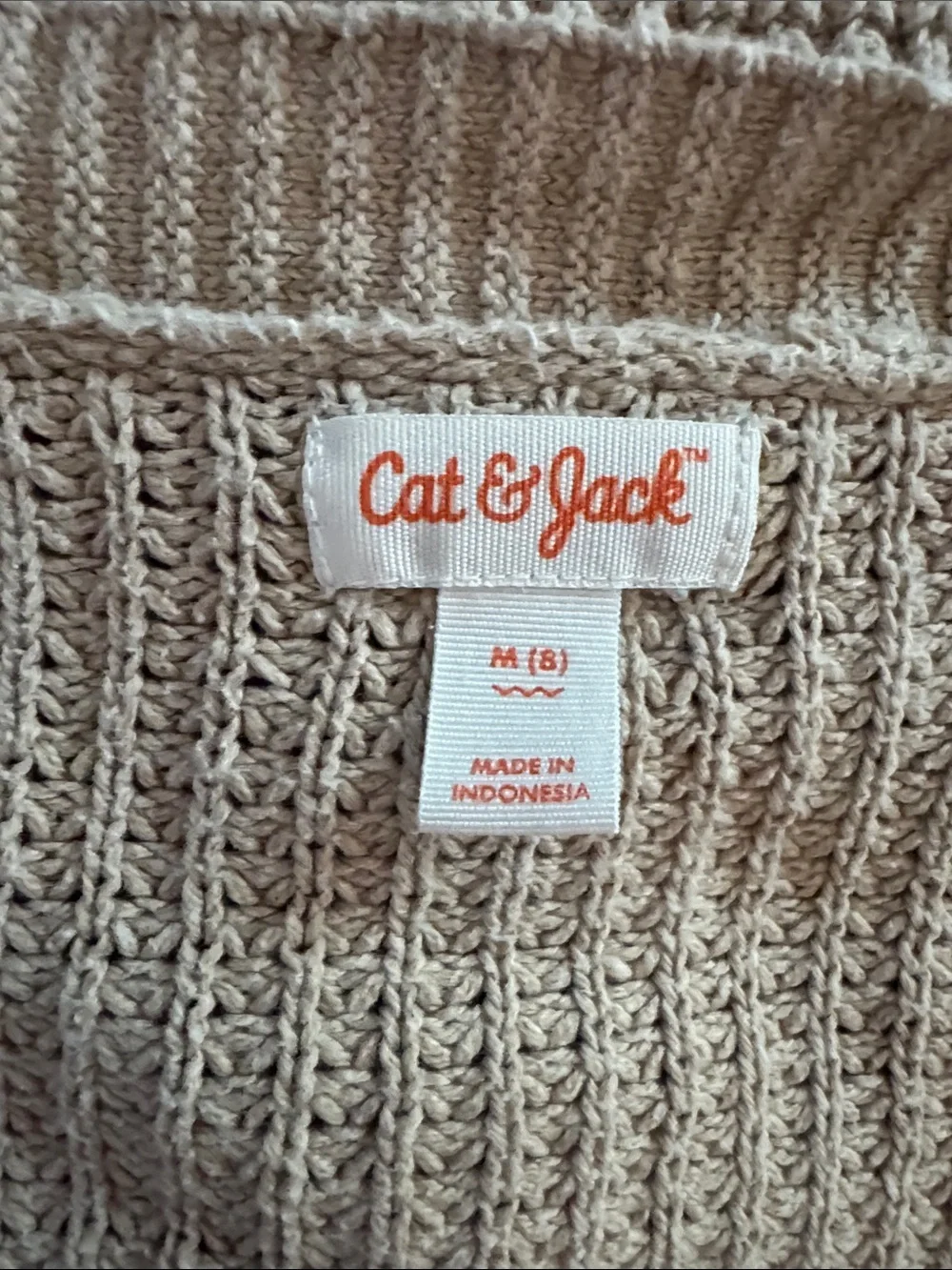 Cat & Jack Taupe Cropped V-Neck Button Cardigan Girls Size Medium 8 Years Old